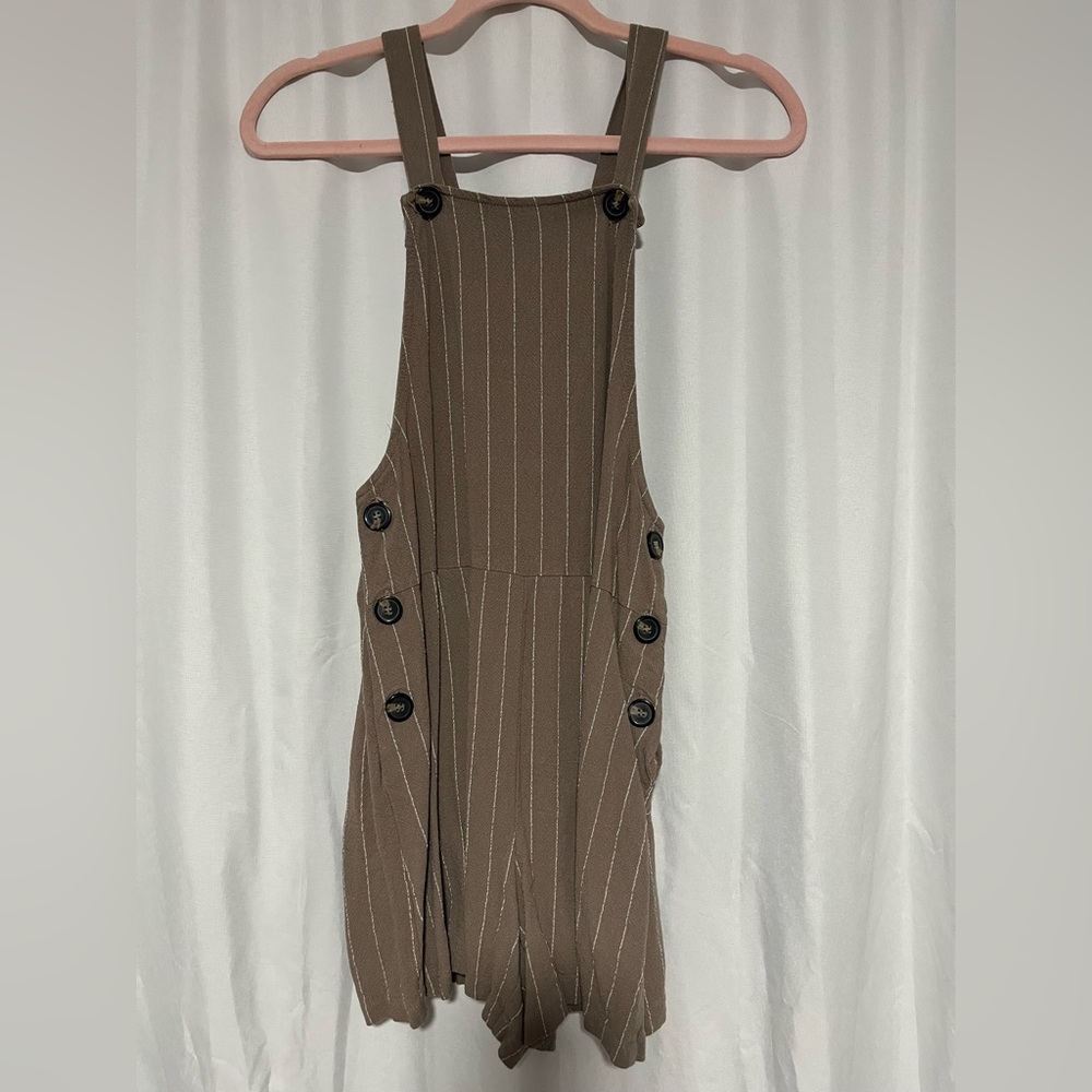 URBAN Romantics Taupe Pinstripe Romper